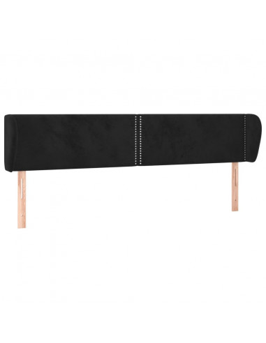 Testiera ad Orecchio Nera 183x23x78/88 cm in Velluto