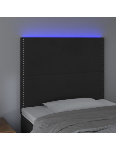 Testiera a LED nero 90x5x118/128 cm in Velluto