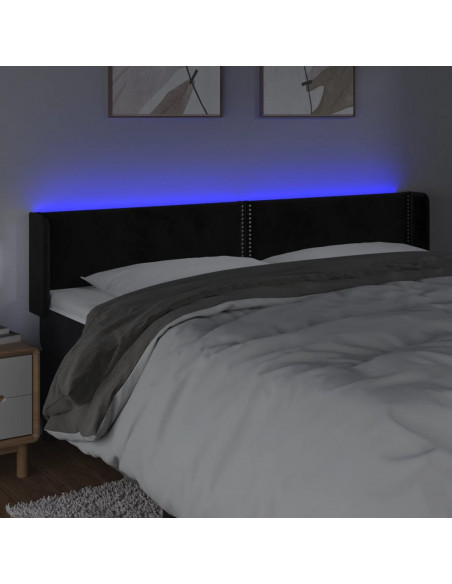 Testiera a LED Nera 183x16x78/88 cm in Velluto