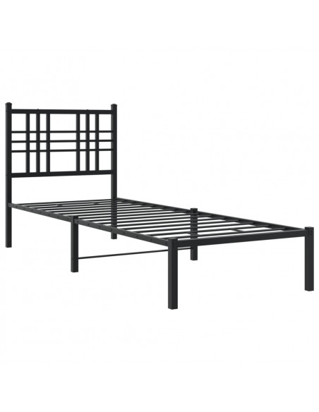 Giroletto con Testiera in Metallo Nero 80x200 cm