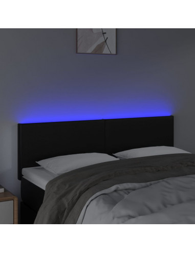 Testiera a LED Nera 144x5x78/88 cm in Similpelle