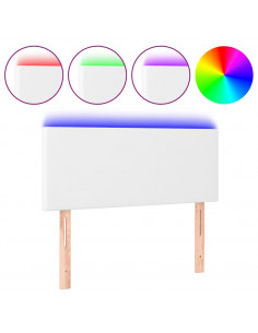 Testiera Bianca a LED 90x5x78/88 cm in Similpelle 2