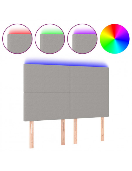 Testiera a LED Grigio Chiaro 144x5x118/128 cm in Tessuto