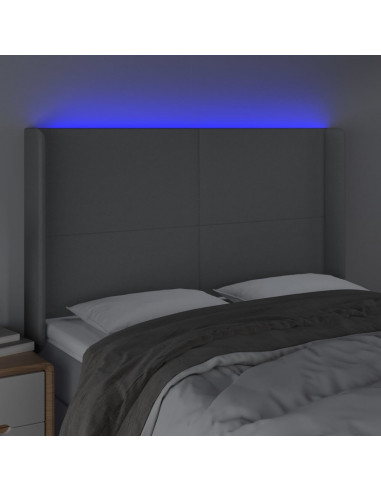 Testiera a LED Grigio Chiaro 147x16x118/128 cm in Tessuto