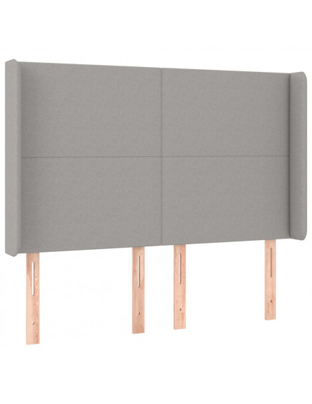 Testiera a LED Grigio Chiaro 147x16x118/128 cm in Tessuto