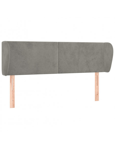 Testiera ad Orecchio Grigio Chiaro 147x23x78/88 cm in Velluto
