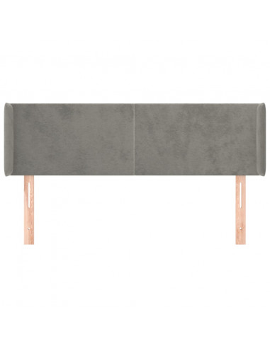 Testiera ad Orecchio Grigio Chiaro 147x16x78/88 cm in Velluto