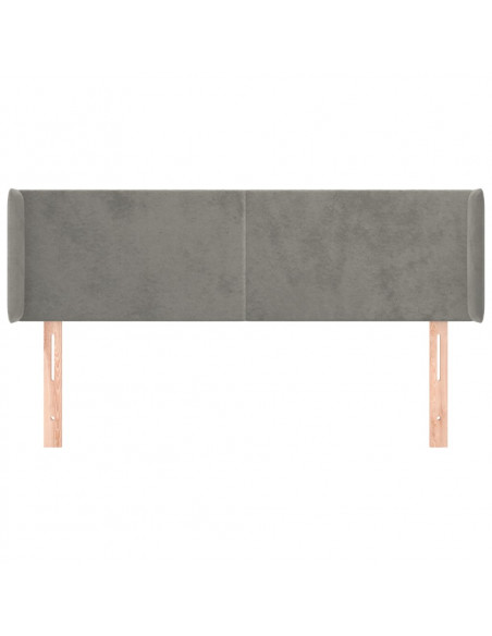 Testiera ad Orecchio Grigio Chiaro 147x16x78/88 cm in Velluto
