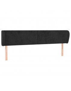 Testiera ad Orecchio Nera 163x23x78/88 cm in Velluto 2