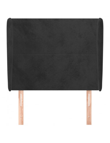 Testiera ad Orecchio Nera 83x23x118/128 cm in Velluto