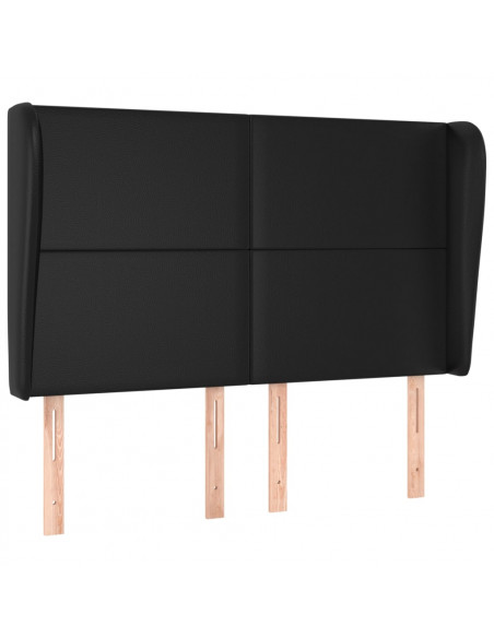 Testiera ad Orecchio Nera 147 x 23 x 118/128 cm in Similpelle