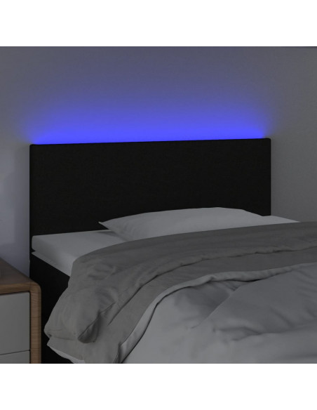 Testiera a LED Nera 90x5x78/88 cm in Tessuto
