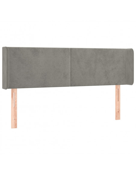 Testiera Grigio Chiaro a LED 147x16x78/88 cm in Velluto