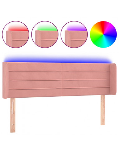 Testiera a LED Rosa 147x16x78/88 cm in Velluto