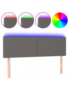 Testiera a LED Grigio 144x5x78/88 cm in Similpelle 2