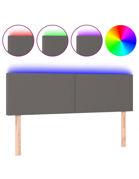 Testiera a LED Grigio 144x5x78/88 cm in Similpelle