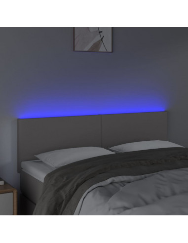 Testiera a LED Grigio 144x5x78/88 cm in Similpelle