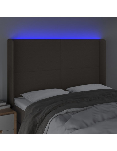 Testiera a LED Tortora 147x16x118/128 cm in Tessuto