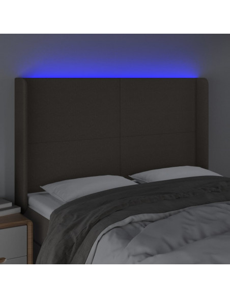 Testiera a LED Tortora 147x16x118/128 cm in Tessuto