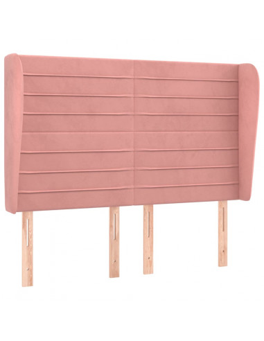 Testiera ad Orecchio Rosa 147x23x118/128 cm in Velluto