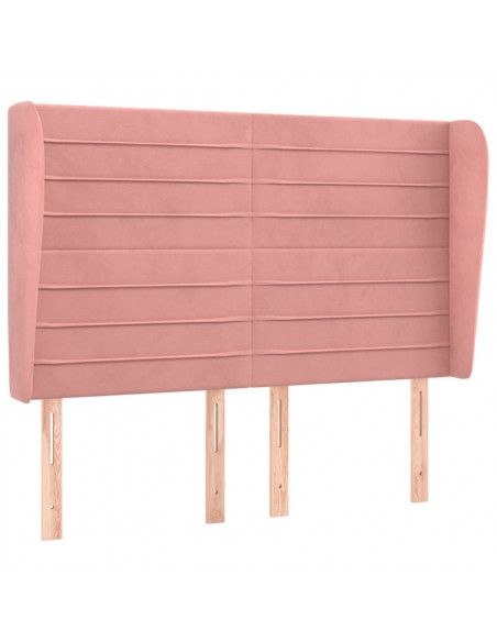 Testiera ad Orecchio Rosa 147x23x118/128 cm in Velluto