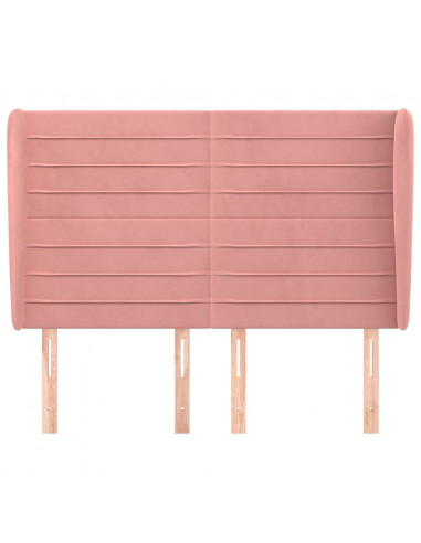 Testiera ad Orecchio Rosa 147x23x118/128 cm in Velluto