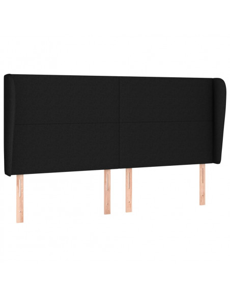 Testiera ad Orecchio Nera 163x23x118/128 cm in Tessuto