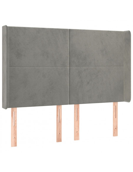 Testiera ad Orecchio Grigio Chiaro 147x16x118/128 cm in Velluto