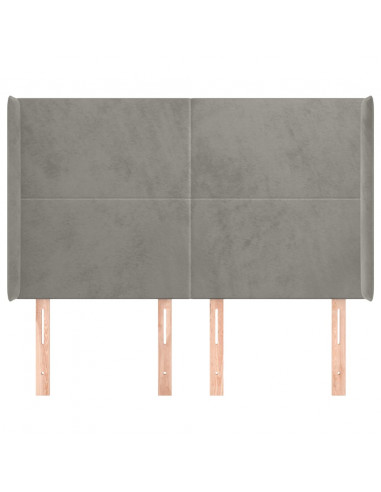 Testiera ad Orecchio Grigio Chiaro 147x16x118/128 cm in Velluto