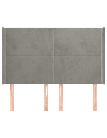Testiera ad Orecchio Grigio Chiaro 147x16x118/128 cm in Velluto