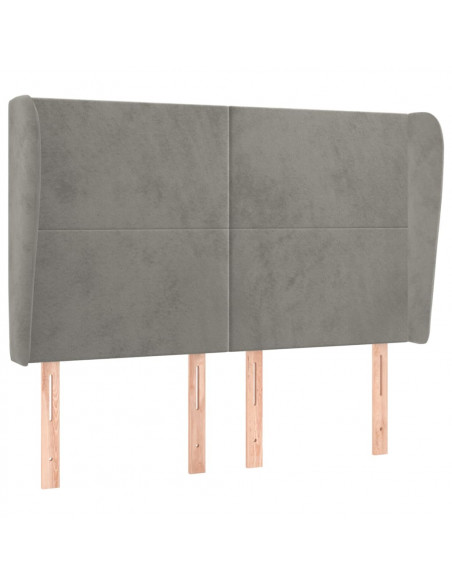 Testiera ad Orecchio Grigio Chiaro 147x23x118/128 cm in Velluto