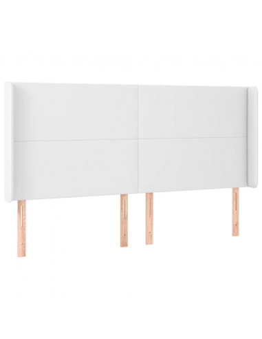 Testiera ad Orecchio Bianco 163x16x118/128 cm in Similpelle