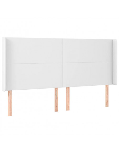 Testiera ad Orecchio Bianco 163x16x118/128 cm in Similpelle
