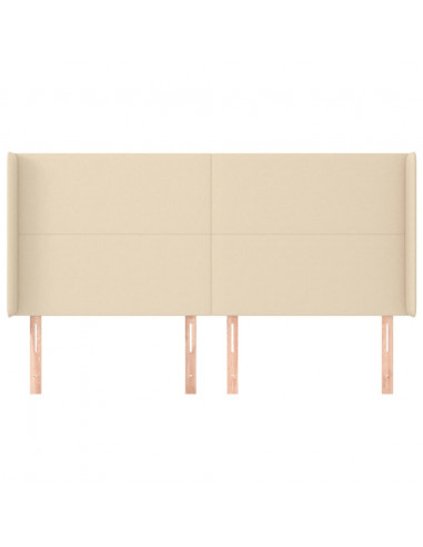 Testiera ad Orecchio Crema 163x16x118/128 cm in Tessuto