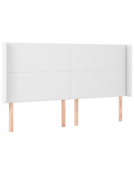 Testiera ad Orecchio Bianca 163x23x118/128 cm in Similpelle