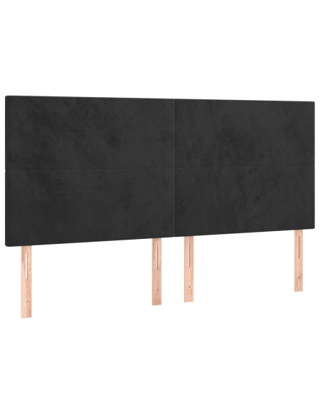 Testiera 4 pz Nera 80x5x78/88 cm in Velluto