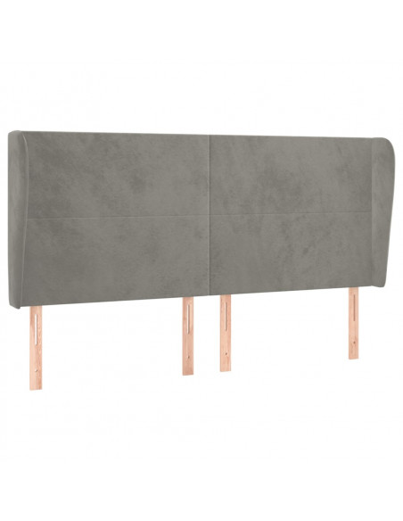 Testiera ad Orecchio Grigio Chiaro 163x23x118/128 cm in Velluto
