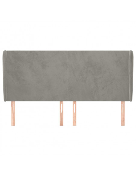 Testiera ad Orecchio Grigio Chiaro 163x23x118/128 cm in Velluto