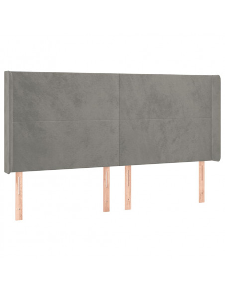 Testiera ad Orecchio Grigio Chiaro 163x16x118/128 cm in Velluto