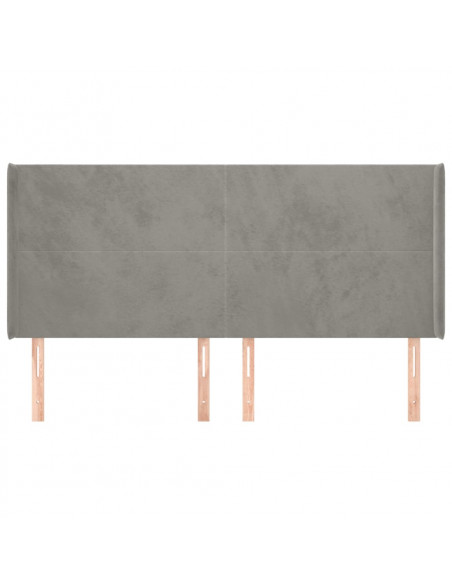 Testiera ad Orecchio Grigio Chiaro 163x16x118/128 cm in Velluto