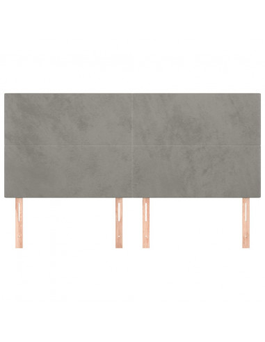 Testiera 4 pz Grigio Chiaro 80x5x78/88 cm in Velluto