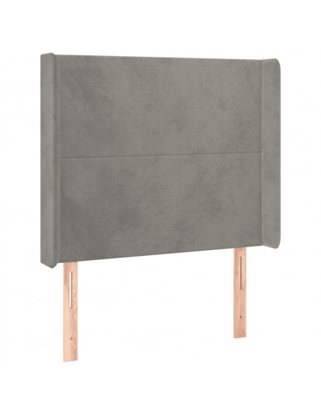 Testiera ad Orecchio Grigio Chiaro 83x16x118/128 cm in Velluto