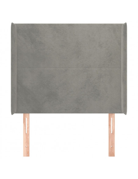 Testiera ad Orecchio Grigio Chiaro 83x16x118/128 cm in Velluto