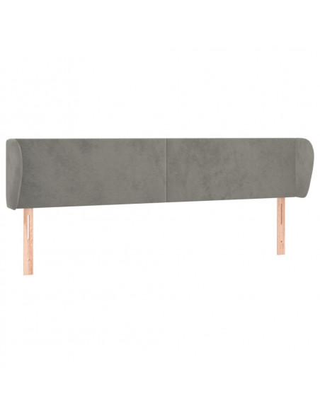 Testiera ad Orecchio Grigio Chiaro 163x23x78/88 cm in Velluto