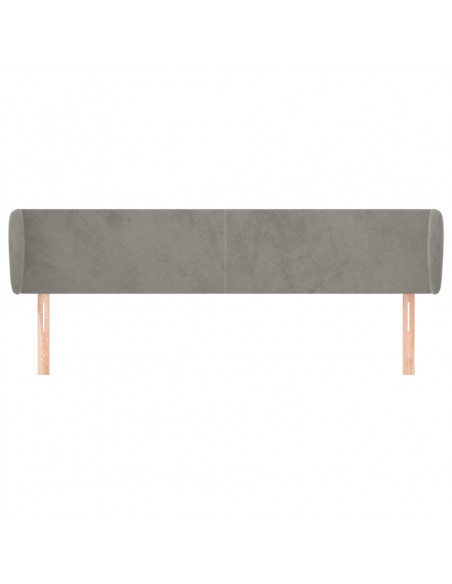 Testiera ad Orecchio Grigio Chiaro 163x23x78/88 cm in Velluto
