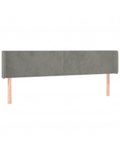 Testiera ad Orecchio Grigio Chiaro 163x16x78/88 cm in Velluto 2