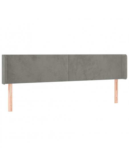 Testiera ad Orecchio Grigio Chiaro 163x16x78/88 cm in Velluto