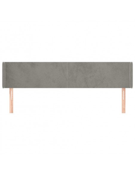 Testiera ad Orecchio Grigio Chiaro 163x16x78/88 cm in Velluto