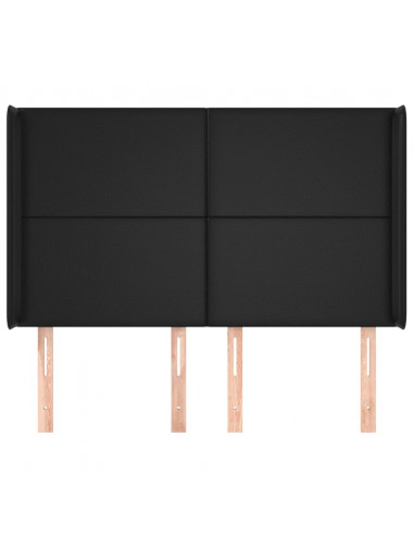 Testiera ad Orecchio Nera 147x16x118/128 cm in Similpelle