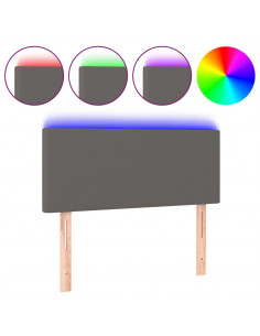 Testiera Grigio a LED 90x5x78/88 cm in Similpelle 2